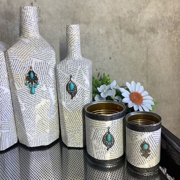 🌸 8PC: DECOR DISPLAY BOTTLE CAN TURQUOISE HOME ART PIECE LIVING SPACE HOLDERS - Picture 4 of 8